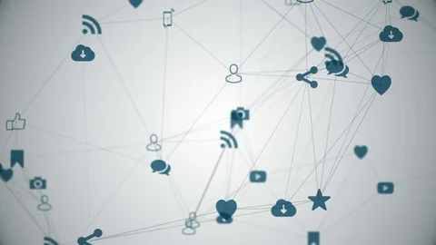 Media icons create a plexus. Stock Footage 78809552