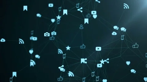 Media icons create a plexus. Stock Footage 78810438