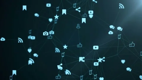 Media icons create a plexus. Stock Footage 78891699