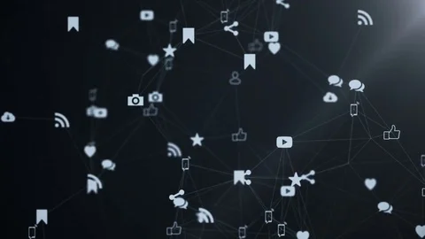 Media icons create a plexus. Stock Footage 78891887