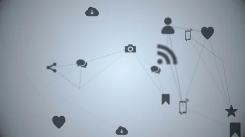 Media icons create a plexus. Stock Footage 79074611