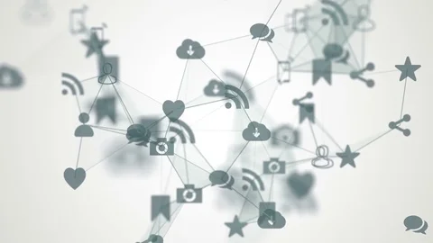Media icons create a plexus. Stock Footage 79074784