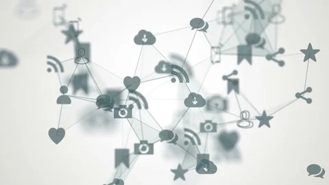 Media icons create a plexus. Stock Footage 79075109