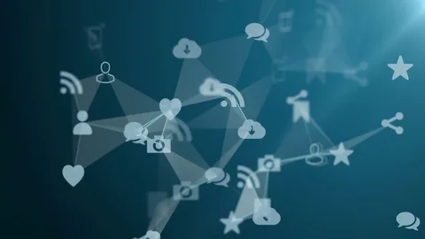 Media icons create a plexus. Stock Footage 79075470