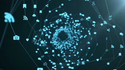 Media icons create a plexus. Stock Footage 97720905