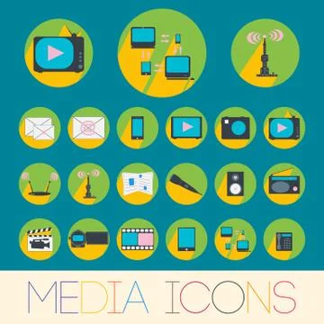 Media icons set Stock Illustration