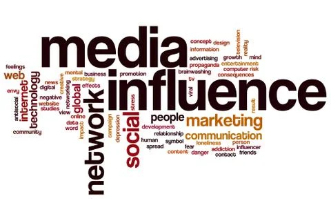 Media influence word cloud Illustrazione stock