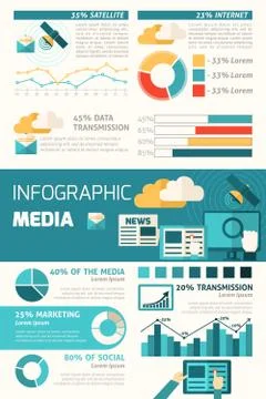 Media Infographic Set Stock Illustration