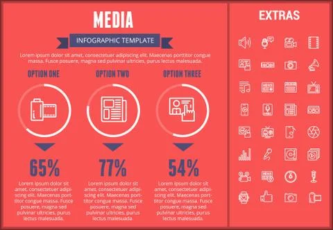 Media infographic template, elements and icons. Stock Illustration