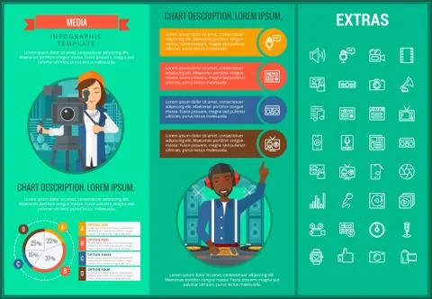 Media infographic template, elements and icons. Stock Illustration