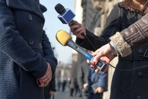 Media interview. journalism Stock Photos
