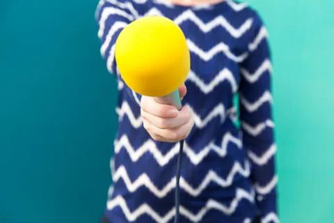 Media interview. Journalist. microphone. Stock Photos