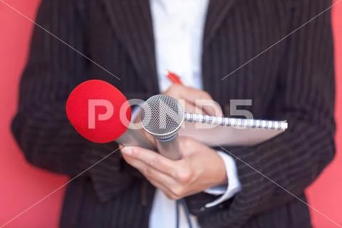 Media interview. news conference. Stock Photos