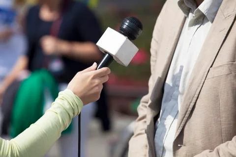 Media interview Stock Photos