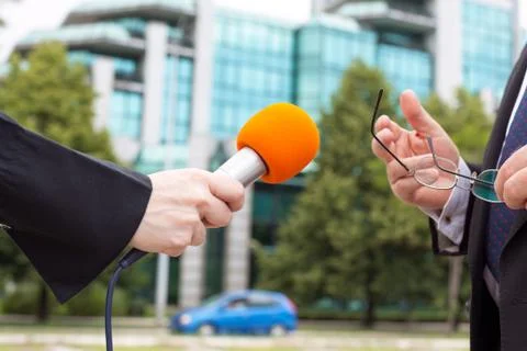 Media interview Stock Photos