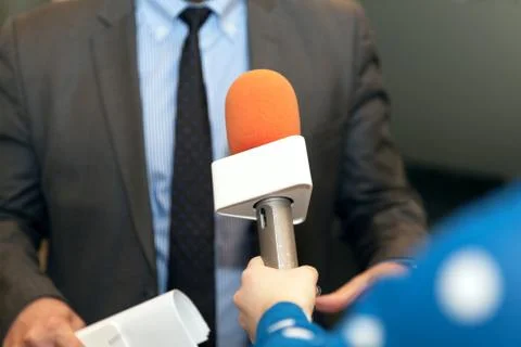 Media interview. Public relations - PR. Stock Photos