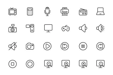 Media Line Vector Icons Illustrazione stock