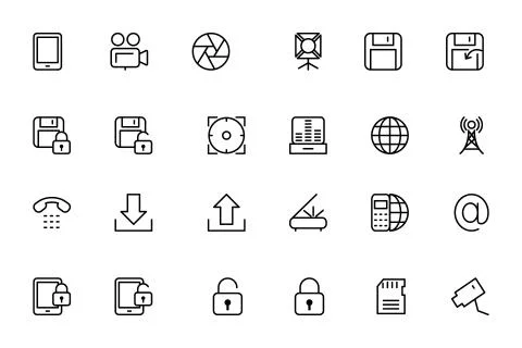 Media Line Vector Icons Pack Stock Illustration