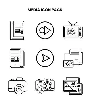 Media Line Vector Icons Pack Stock Illustration