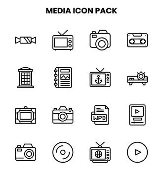 Media Line Vector Icons Pack Stock Illustration