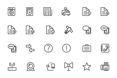 Media Line Vector Set Stock Illustration