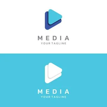 Media logo play button with modern triangle, the logo can be used for multi.. Illustrazione stock