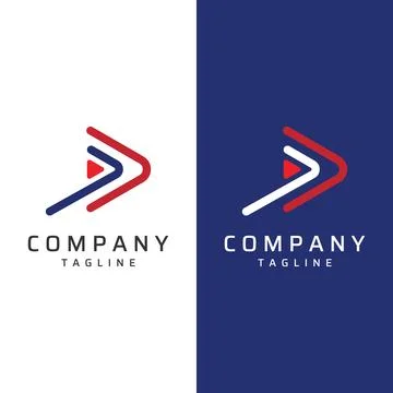 Media logo play button with modern triangle, the logo can be used for multi.. Illustrazione stock