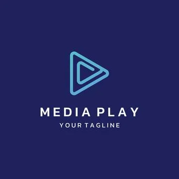 Media logo play button with modern triangle, the logo can be used for multi.. Illustrazione stock