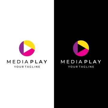 Media logo play button with modern triangle, the logo can be used for multi.. Illustrazione stock