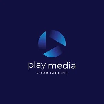 Media logo play button with modern triangle, the logo can be used for multi.. Illustrazione stock