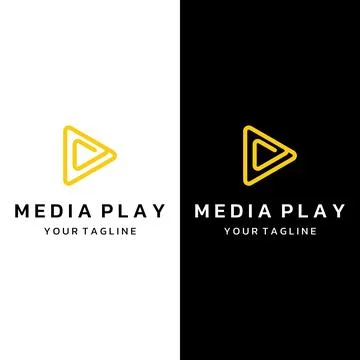 Media logo play button with modern triangle, the logo can be used for multi.. Illustrazione stock