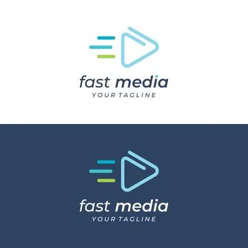 Media logo play button with modern triangle, the logo can be used for multi.. Illustrazione stock
