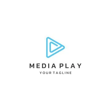 Media logo play button with modern triangle, the logo can be used for multi.. Illustrazione stock