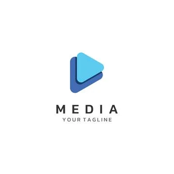 Media logo play button with modern triangle, the logo can be used for multi.. Illustrazione stock
