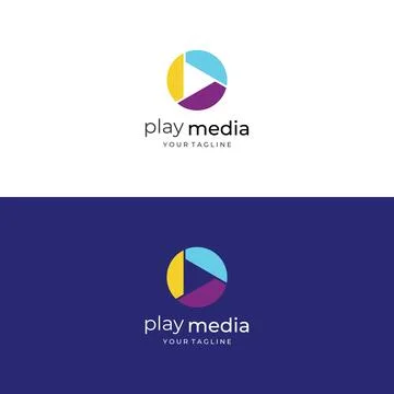 Media logo play button with modern triangle, the logo can be used for multi.. Illustrazione stock
