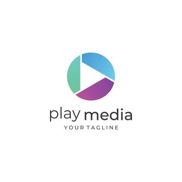 Media logo play button with modern triangle, the logo can be used for multi.. Illustrazione stock