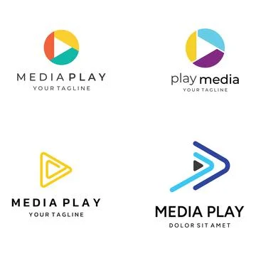 Media logo play button with modern triangle, the logo can be used for multi.. Illustrazione stock