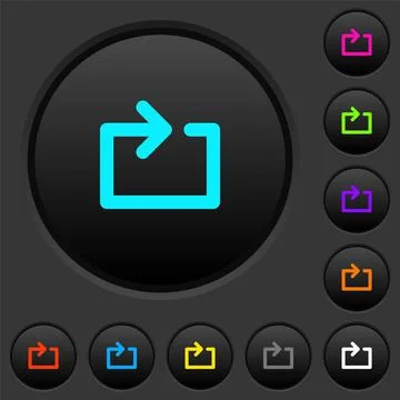 Media loop dark push buttons with color icons Stock Illustration