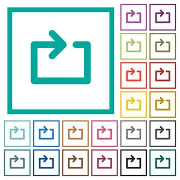 Media loop flat color icons with quadrant frames Stock Illustration