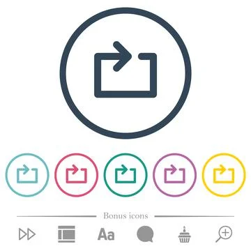 Media loop flat color icons in round outlines 스톡 일러스트