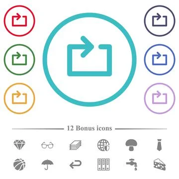 Media loop flat color icons in circle shape outlines Stock Illustration