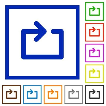 Media loop flat framed icons Stock Illustration