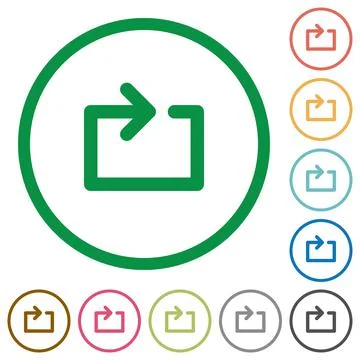 Media loop flat icons with outlines Stock Illustration