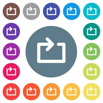 Media loop flat white icons on round color backgrounds Stock Illustration