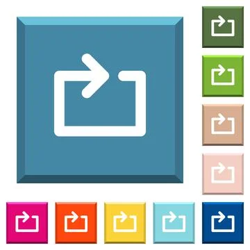 Media loop white icons on edged square buttons Stock Illustration