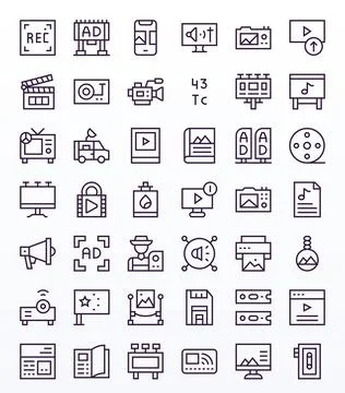 Media Modern Vector Collection with 42 Regular Line High Resolution Editabl.. 스톡 일러스트