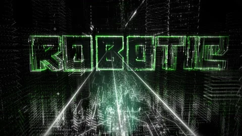 Media Net Code Creates Projection Of Word Robotic Inside Digital Cyberspace Stock Footage 231436408