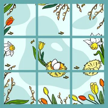 Media network collage for spring holiday collage Stock Illustration