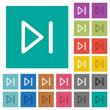 Media next square flat multi colored icons Ilustración de archivo