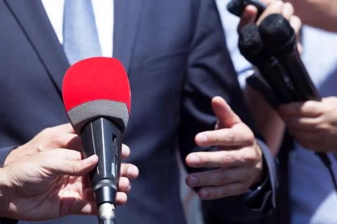 Media or press interview Stock Photos
